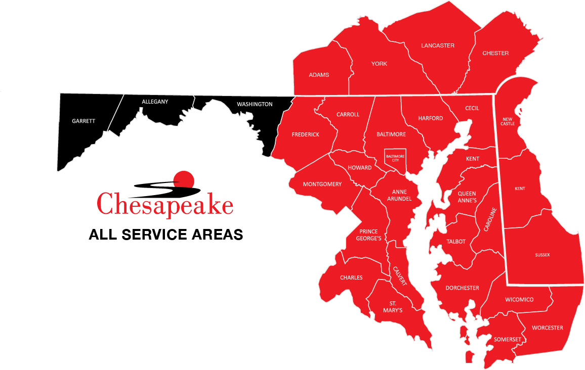area map showing all home service areas
